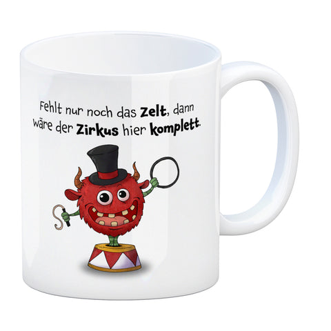 Freches Monster Kaffeebecher mit lustigem Spruch