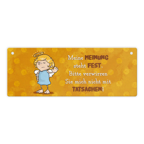 Engel Metallschild mit Spruch - Verwirre mich nicht mit Tatsachen in meiner Meinung