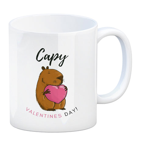 Capy Valentines Day Kaffeebecher mit niedlichem Capybara Motiv