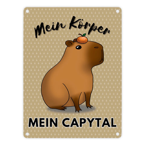 Mein Körper mein Capytal Metallschild in 15x20 cm mit niedlichem Capybara