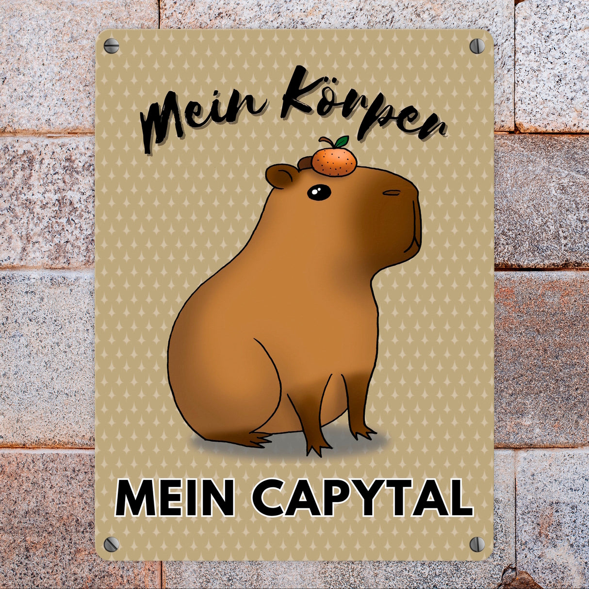Mein Körper mein Capytal Metallschild in 15x20 cm mit niedlichem Capybara