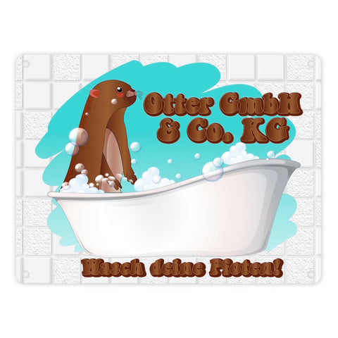 Otter GmbH Metallschild in 15x20 cm mit Spruch Wasch deine Pfoten
