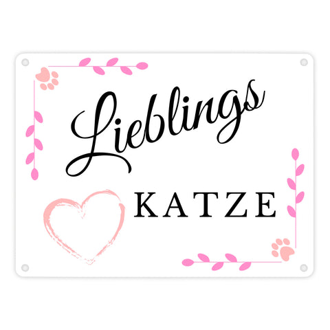 Lieblings Katze Metallschild in 15x20 cm für den Schlafplatz der Katze