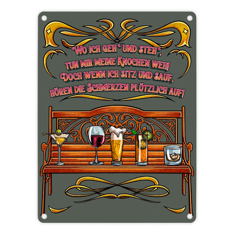 Alkohol ist die beste Medizin Metallschild in 15x20 cm mit Spruch