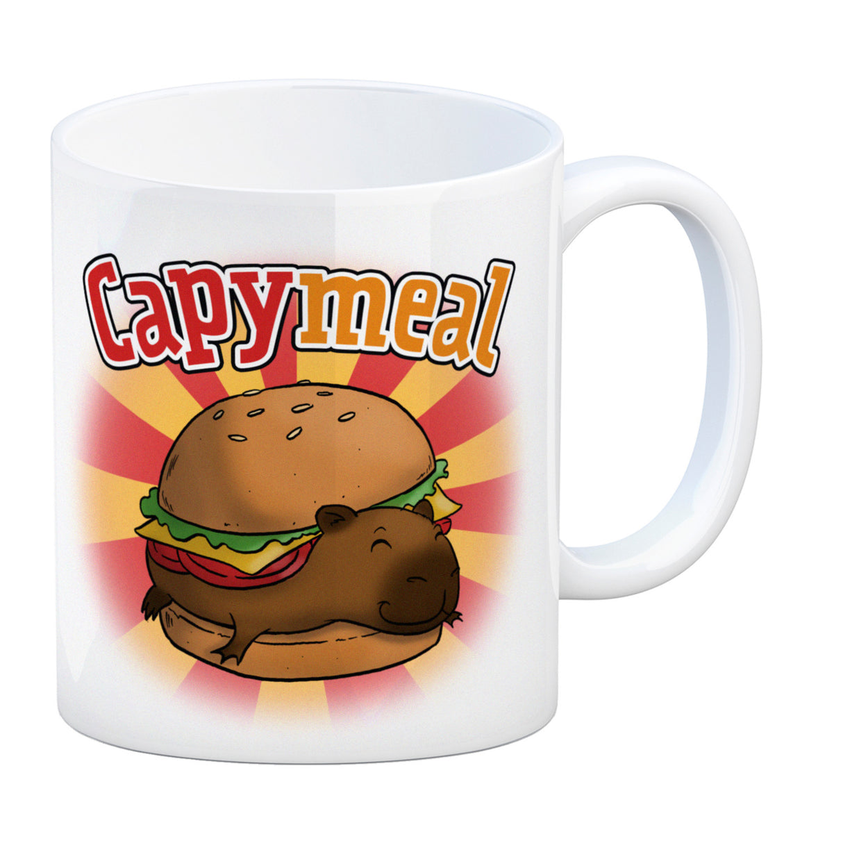 Capymeal Kaffeebecher mit Capybara Motiv für Fastfood Junkies