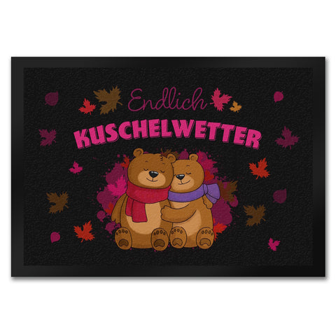 Endlich Kuschelwetter herbstliche Fußmatte in 35x50 cm mit Bärenpaar