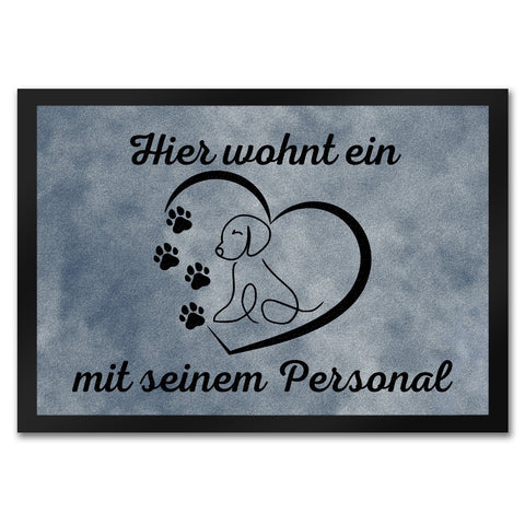 Fußmatte in 35x50 cm - Hier wohnt ein Hund mit seinem Personal