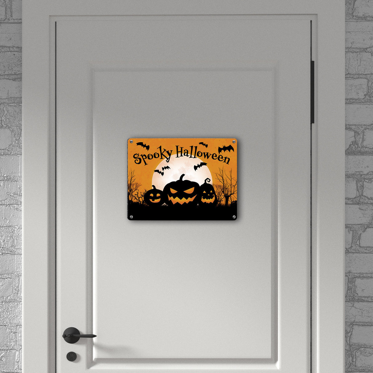 Spooky Halloween Kürbis Fledermaus Metallschild in 15x20 cm
