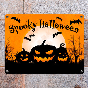 Spooky Halloween Kürbis Fledermaus Metallschild in 15x20 cm