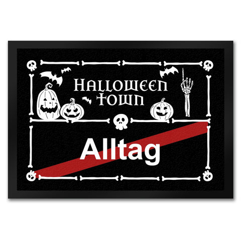 Halloween Town Fußmatte in 35x50 cm mit Straßenschild-Motiv