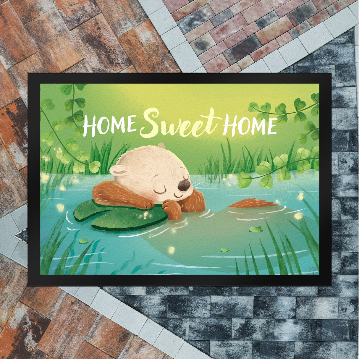 Schlafender Otter Fußmatte in 35x50 cm mit Spruch Home Sweet Home
