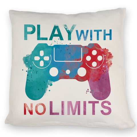 Game Controller Kissen mit Spruch Play with no limits