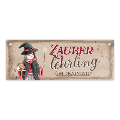 Zauberlehrling im Training Metallschild mit Zauberschülerin