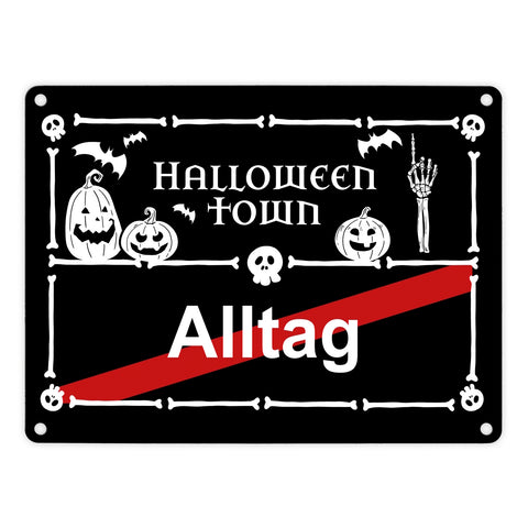 Halloween Town Ortsschild Metallschild in 15x20 cm für deine Halloweenparty