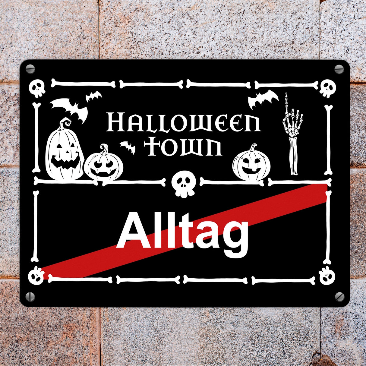 Halloween Town Ortsschild Metallschild in 15x20 cm für deine Halloweenparty