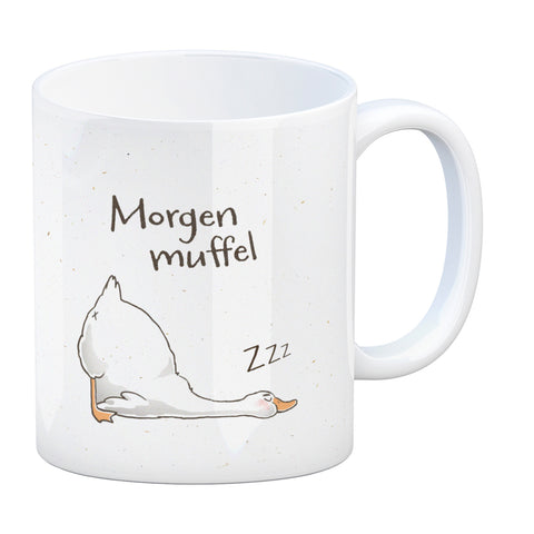 Gilbert die Gans Kaffeebecher mit Spruch Morgenmuffel