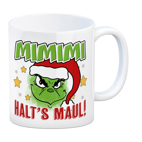 Mimimi Weihnachtsmuffel Kaffeebecher mit Spruch Halt's Maul