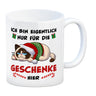 Grimmige Katze Kaffeebecher mit Spruch nur für die Geschenke hier