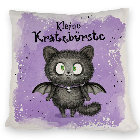 Kleine Kratzbürste Kissen mit Fledermaus-Katze