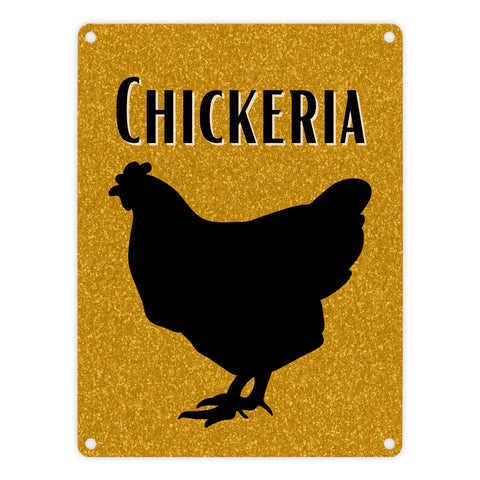 Chickeria Huhn Metallschild in 15x20 cm