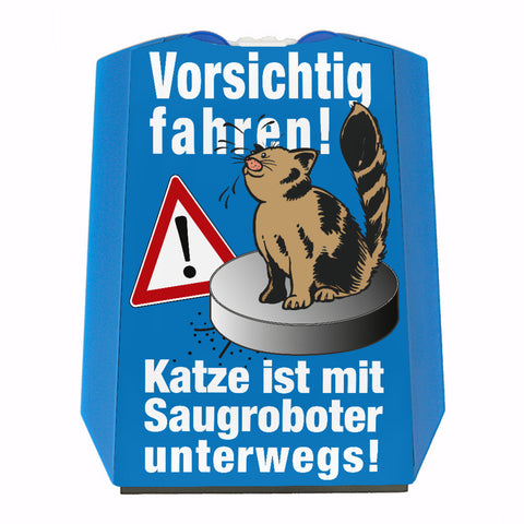 Vorsichtig fahren - Katze auf Saugroboter Parkscheibe