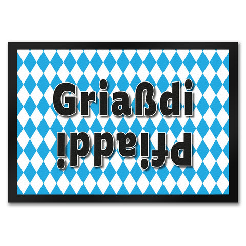 Griaßdi Pfiaddi Fußmatte mit bayrischer Flagge