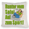 Auf zum Sport! Motivations Kissen mit Text und Spruch