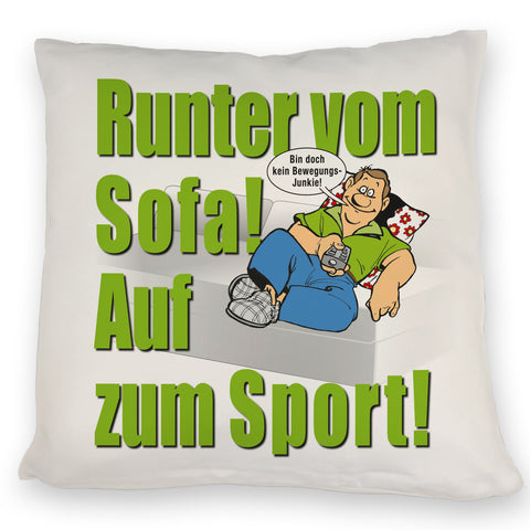 Auf zum Sport! Motivations Kissen mit Text und Spruch