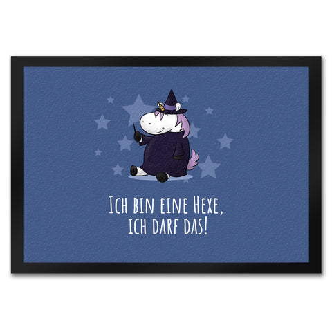 Einhorn-Hexe Fußmatte in 35x50 cm mit Spruch Ich bin eine Hexe