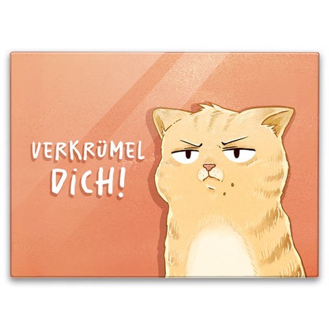 Verkrümel dich Schneidebrett aus Glas in 39x28cm mit niedlicher Katze