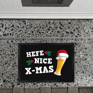 Bier mit Weihnachtsmütze Fußmatte in 35x50 cm mit Spruch Hefe nice X-mas