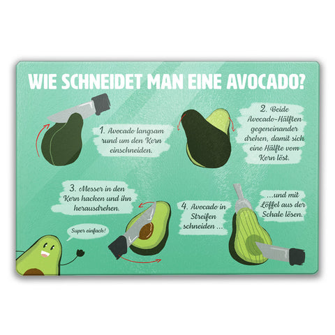Wie schneidet man eine Avocado Schneidebrett aus Glas mit Anleitung