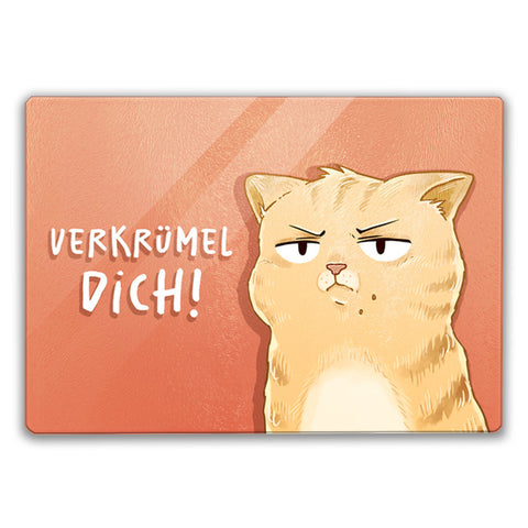 Verkrümel dich Schneidebrett aus Glas mit niedlicher Katze