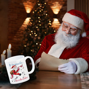 Weihnachtsmann auf Einhorn Kaffeebecher mit Spruch Magische Weihnachten
