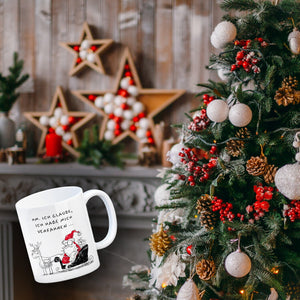 Weihnachtsmann im Schlitten Kaffeebecher mit Spruch Habe mich verfahren