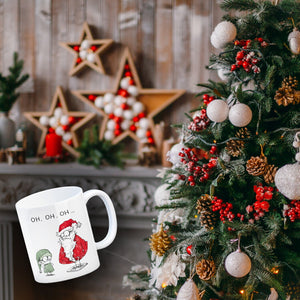 Weihnachtsmann und Elf Kaffeebecher mit Spruch OH OH OH