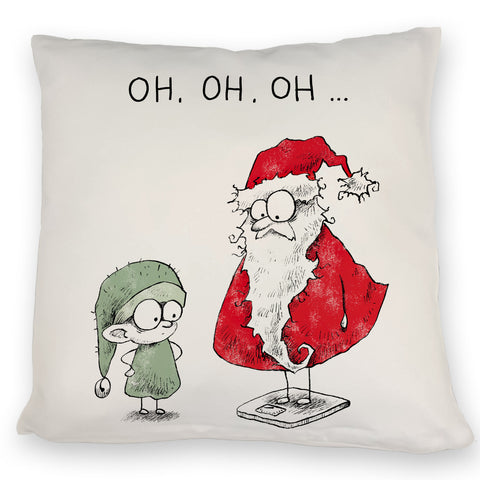 Weihnachtsmann und Elf Kissen mit Spruch OH OH OH