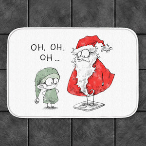 Weihnachtsmann auf der Waage Badematte mit Spruch Oh oh oh