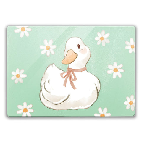 Ente mit Blumen Schneidebrett aus Glas