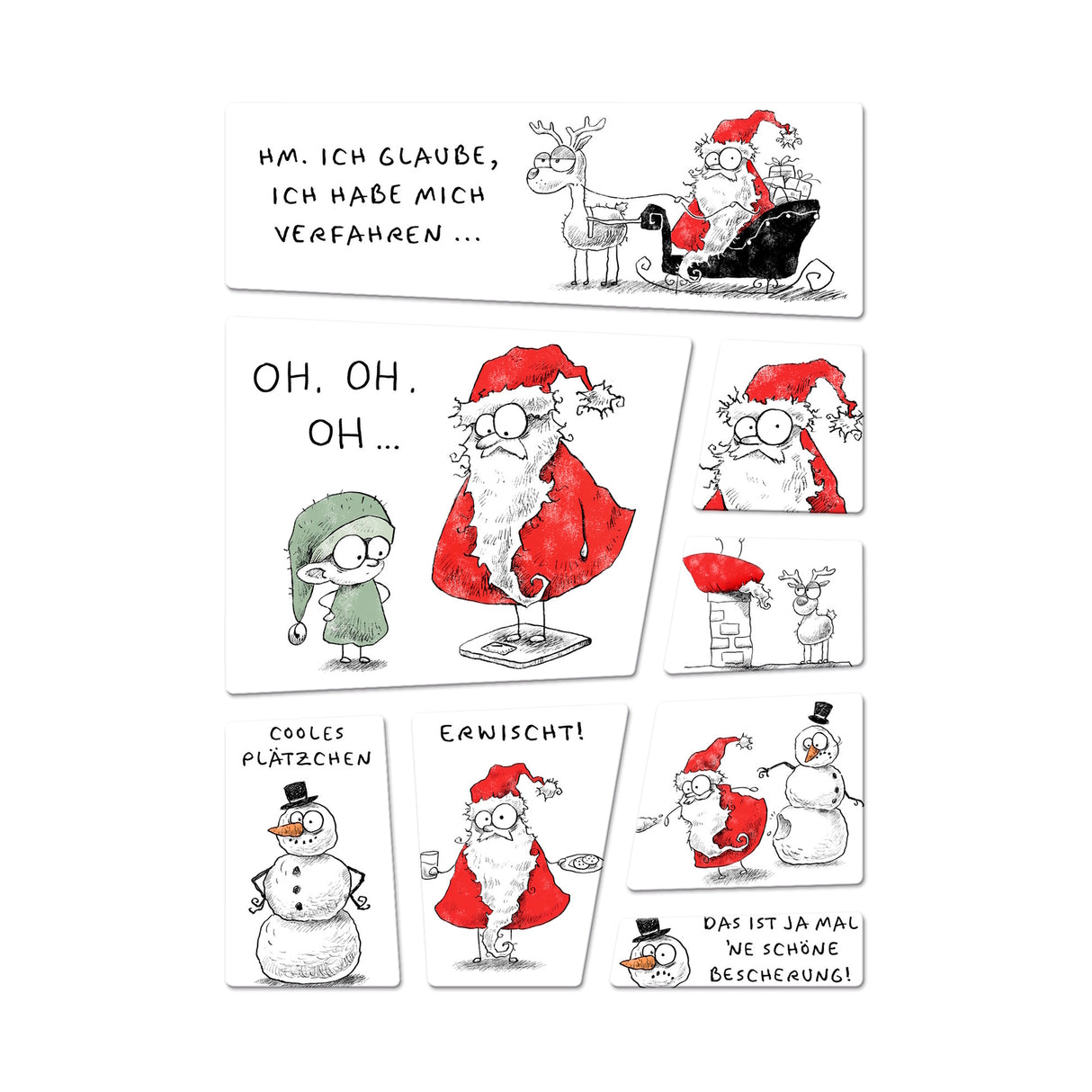 Weihnachtsmann Kühlschrankmagnete im Cartoon-Stil