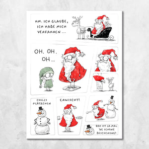 Weihnachtsmann Kühlschrankmagnete im Cartoon-Stil