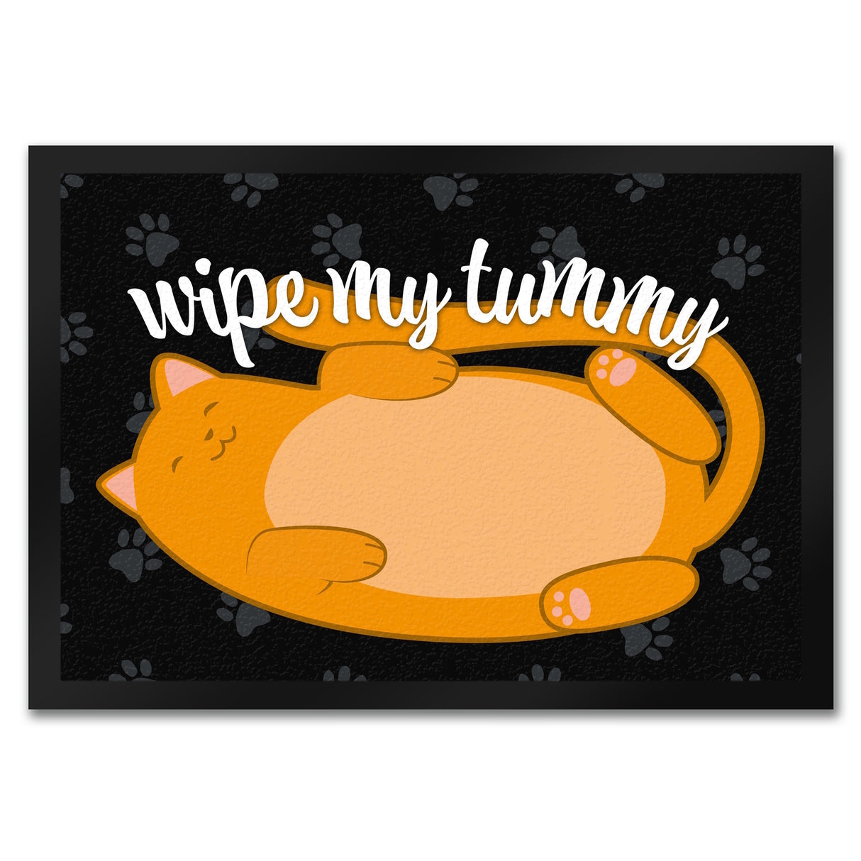 Wipe my tummy Katze Fußmatte in 35x50 cm und Spruch