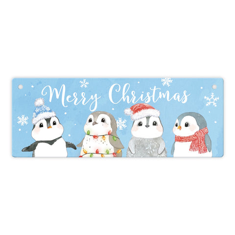 Baby Pinguin Metallschild mit Spruch Merry Christmas