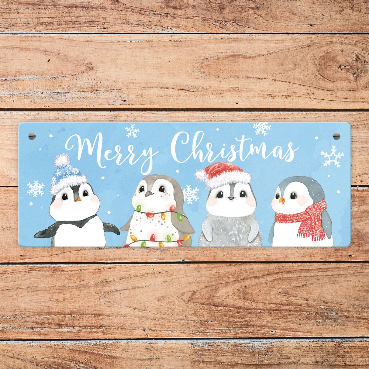 Baby Pinguin Metallschild mit Spruch Merry Christmas
