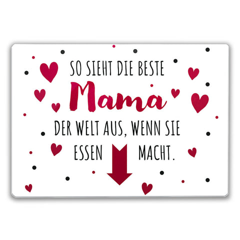 Beste Mama der Welt Schneidebrett aus Glas So sieht sie aus wenn sie Essen macht