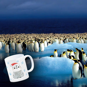 Pinguin mit Weihnachtsmütze Kaffeebecher