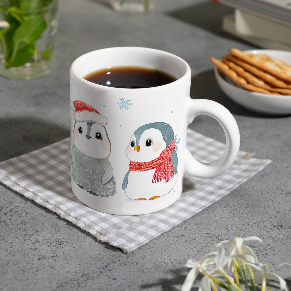 Pinguin Familie in Weihnachtsstimmung Kaffeebecher