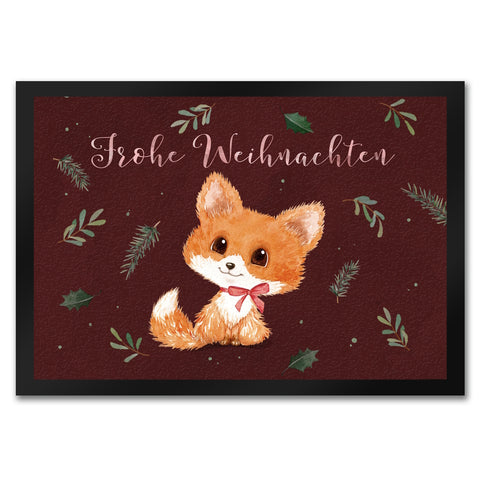 Baby Fuchs Fußmatte in 35x50 cm mit Spruch Frohe Weihnachten