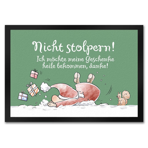 Nicht stolpern Fußmatte in 35x50 cm mit Weihnachtswichtel