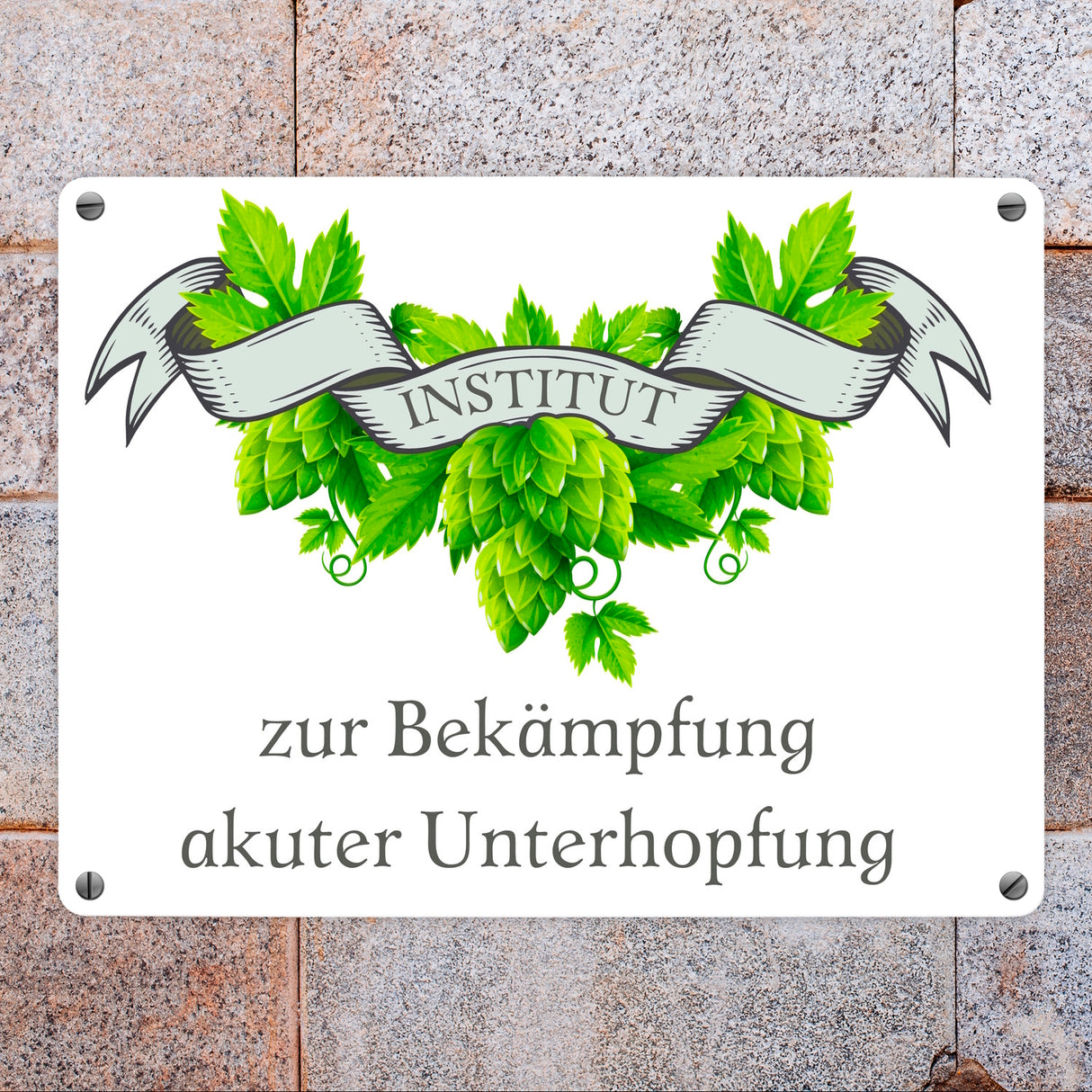 Institut zur Bekämpfung akuter Unterhopfung Bier Metallschild in 15x20 cm